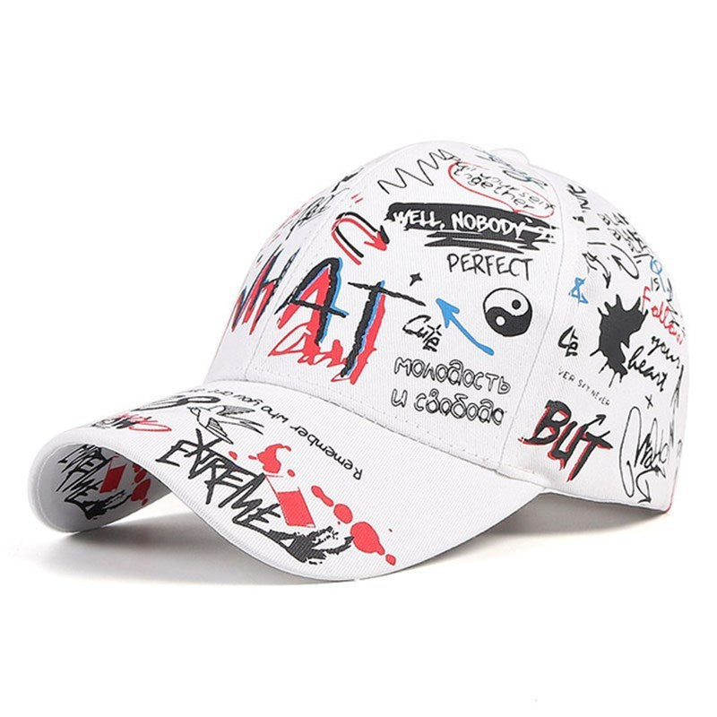 Unisex "WHAT" Graffiti Baseball Cap for Outdoor Sports and Travel
