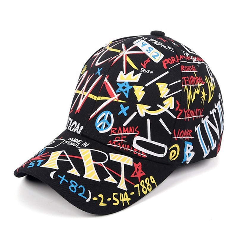 Unisex "WHAT" Graffiti Baseball Cap for Outdoor Sports and Travel
