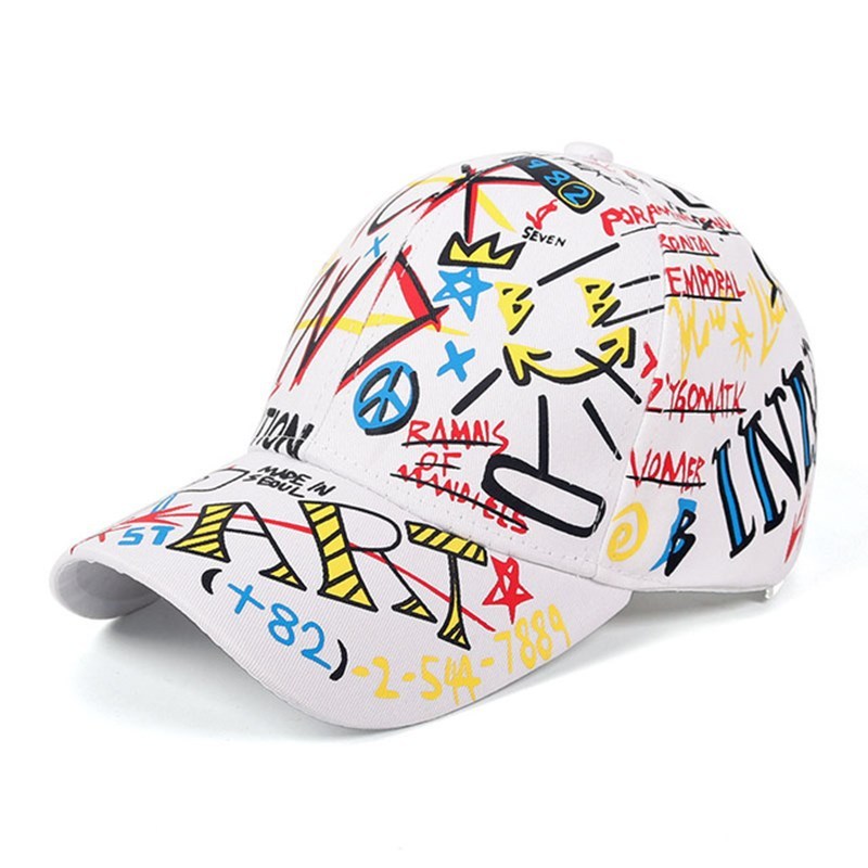 Unisex "WHAT" Graffiti Baseball Cap for Outdoor Sports and Travel
