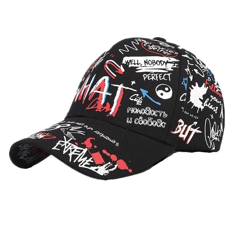 Unisex "WHAT" Graffiti Baseball Cap for Outdoor Sports and Travel