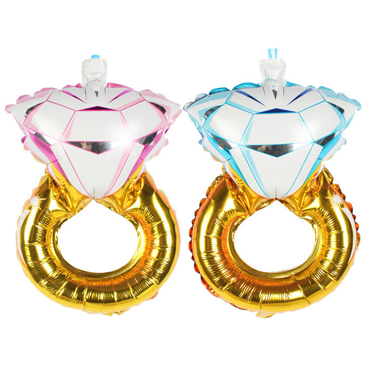 Large Colorful Diamond Ring-Shaped Aluminum Foil Balloon for Wedding and Proposal Decoration
