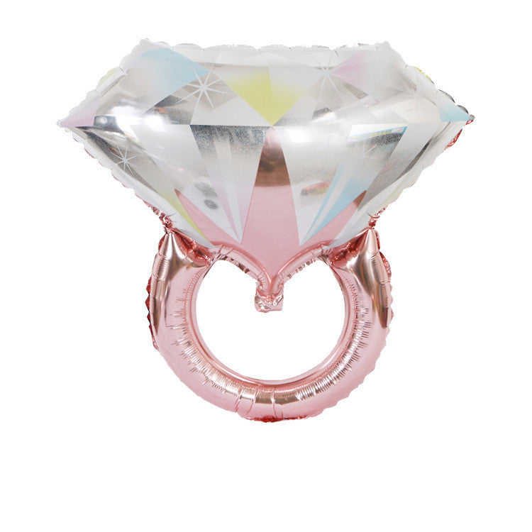 Large Colorful Diamond Ring-Shaped Aluminum Foil Balloon for Wedding and Proposal Decoration