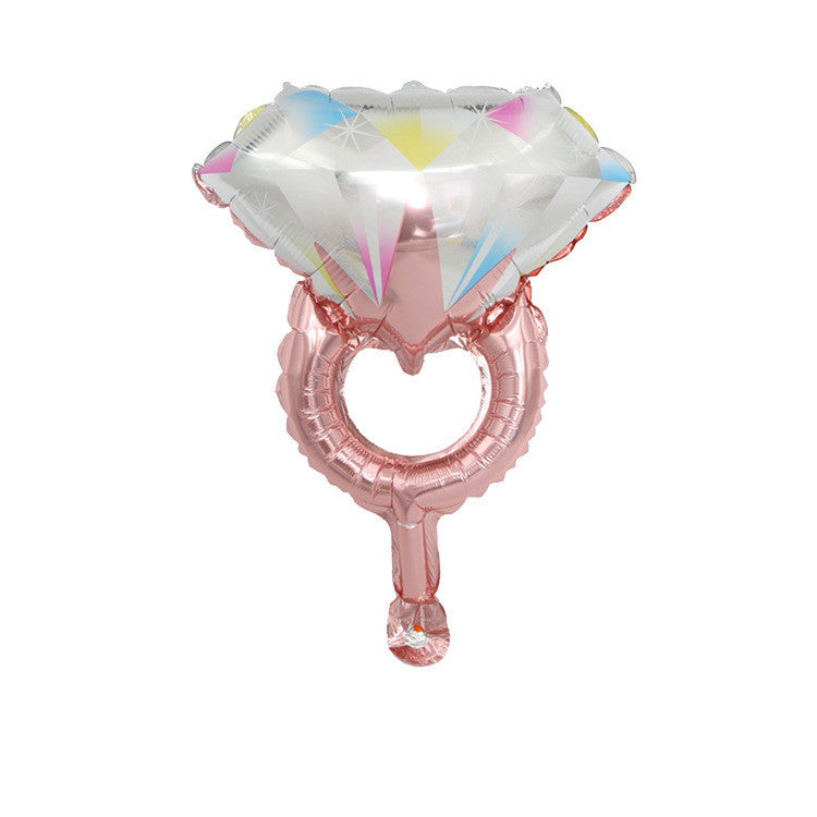 Large Colorful Diamond Ring-Shaped Aluminum Foil Balloon for Wedding and Proposal Decoration