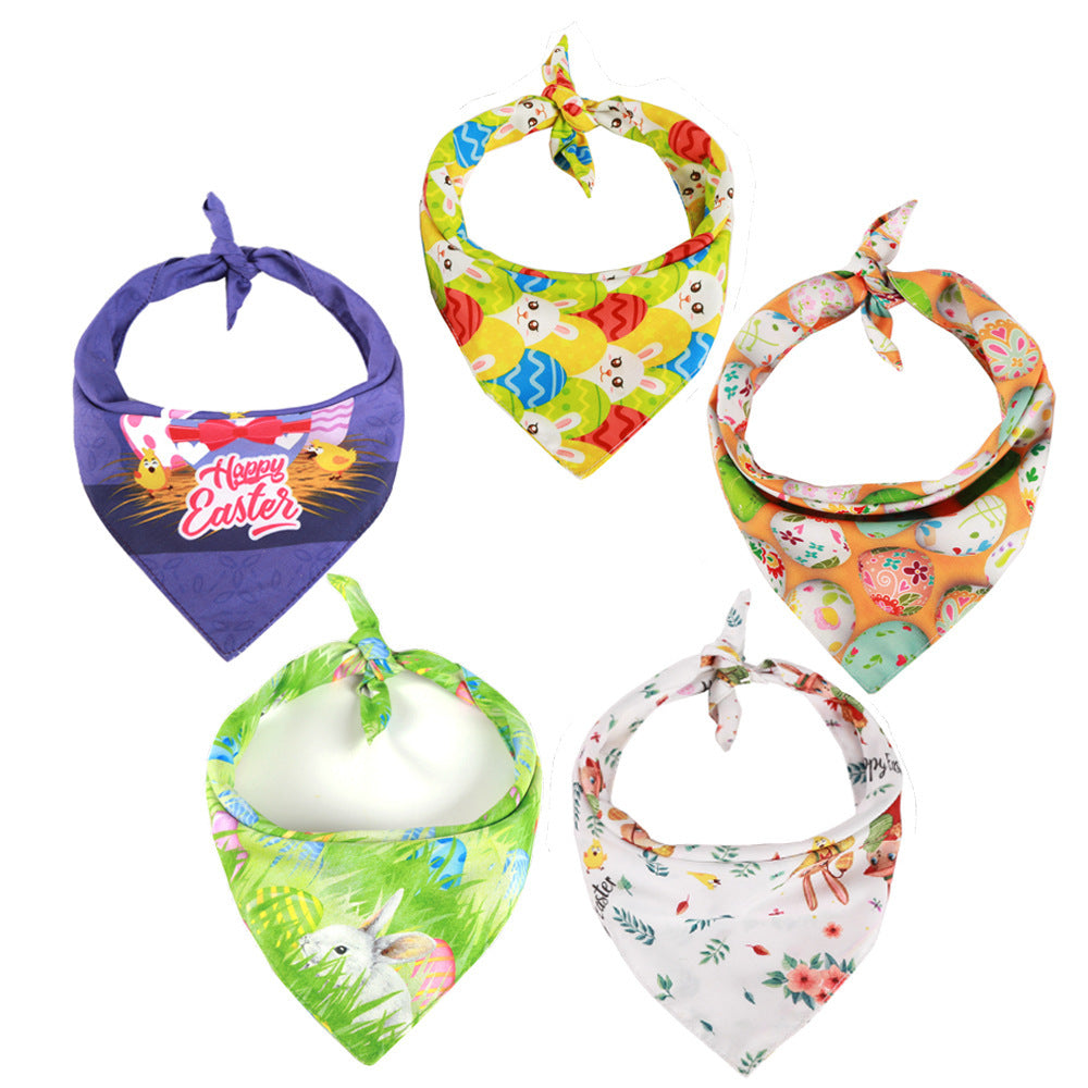 New Cross-Border Easter Pet Dress Up Bunny Egg Scarf Saliva Towel Easter Holiday Supplies For Cats And Dogs