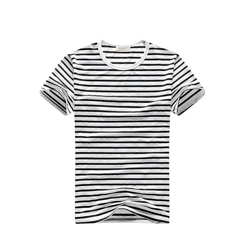Men's Slim Fit Short Sleeve Polyester Stripe Sea Soul Tee