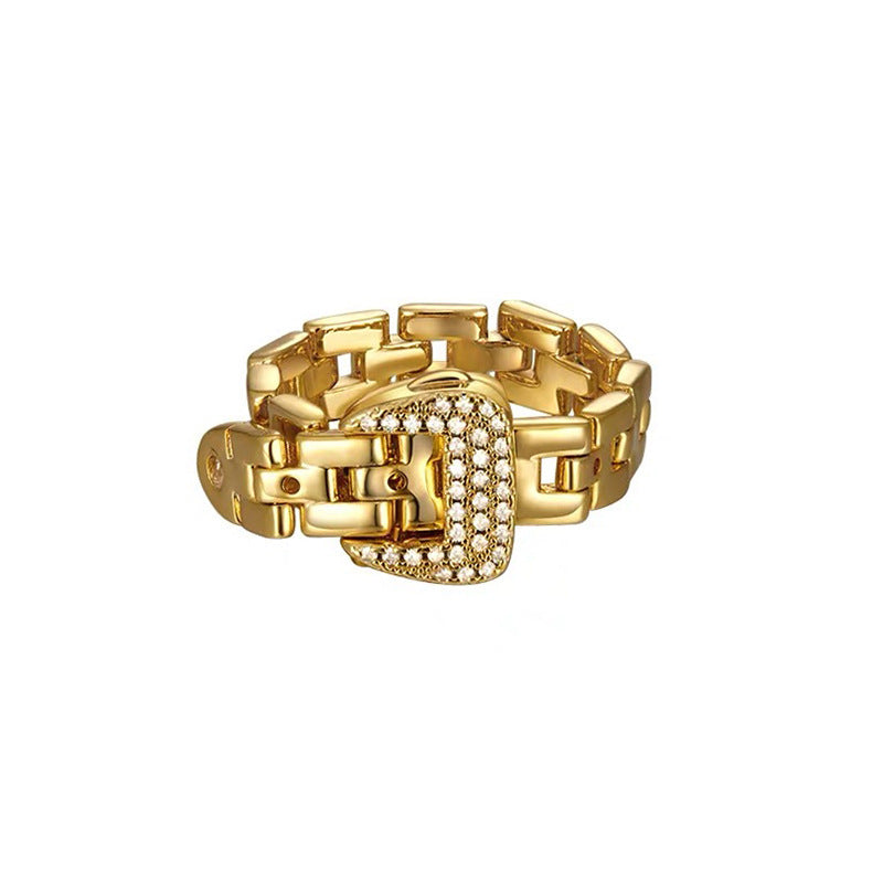 Adjustable Geometric Women Ring Alloy Silver Plated Zircon