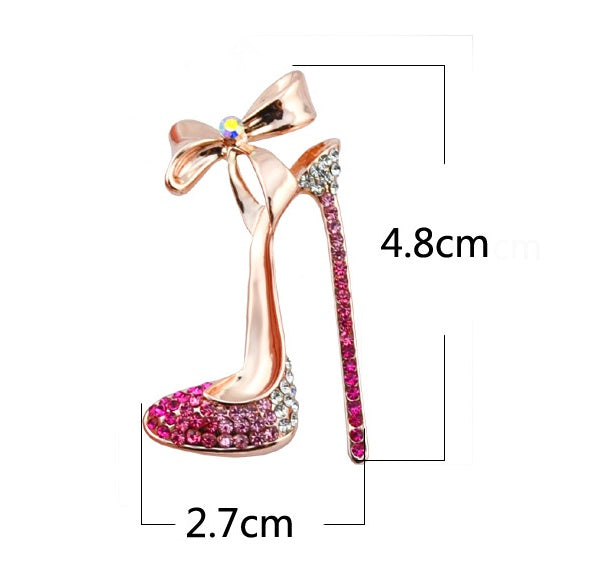 5-Color Rhinestone Wedding Bow High Heels Brooch Pin High-End Diamond Collar Pin Clothing Factory Direct Wholesale