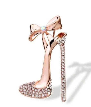 5-Color Rhinestone Wedding Bow High Heels Brooch Pin High-End Diamond Collar Pin Clothing Factory Direct Wholesale