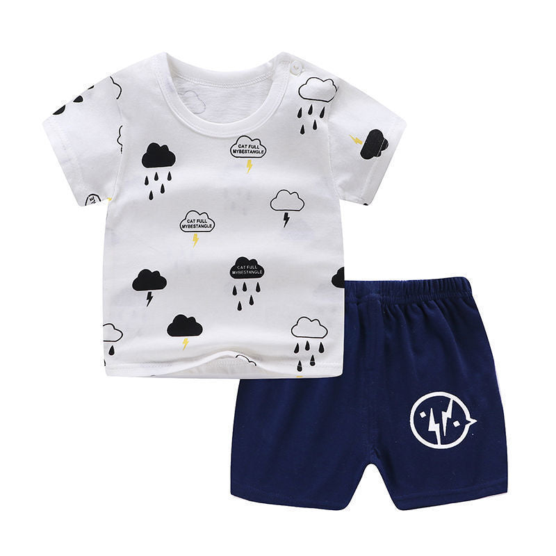 Unisex Kids Cotton T Shirt Shorts Set Casual Regular Fit
