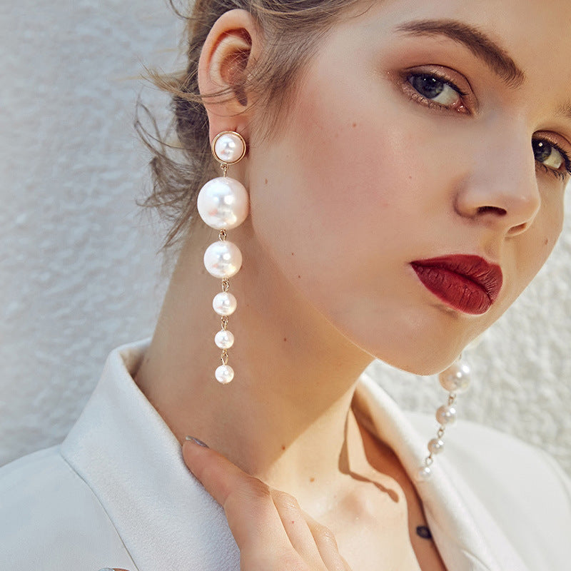 Pearl Long All-Match Trendy Earrings Fashion Accessories Women