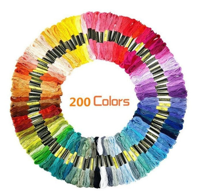 200-Color Cross Stitch and Embroidery Cotton Thread Set – DIY Sewing and Craft Kit