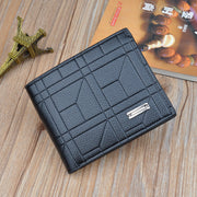 Retro Slim PU Leather Mens Wallet Two Fold Card Slots Black
