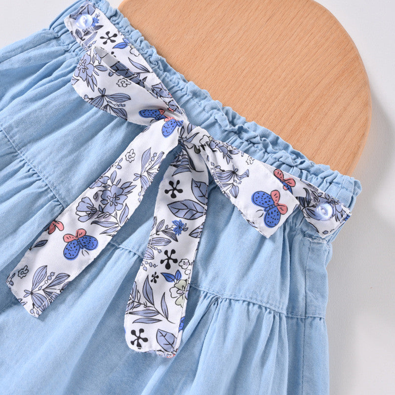 Denim Shorts Western Style Big Children's Solid Color