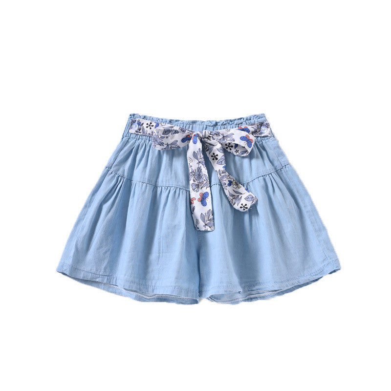 Denim Shorts Western Style Big Children's Solid Color