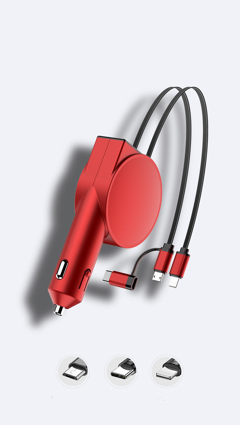 Two-Wire Retractable 60W Fast Charging Car Charger – Quick & Efficient Charging