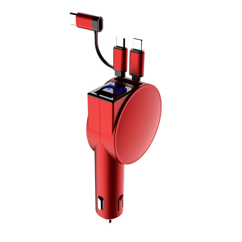 Two-Wire Retractable 60W Fast Charging Car Charger – Quick & Efficient Charging