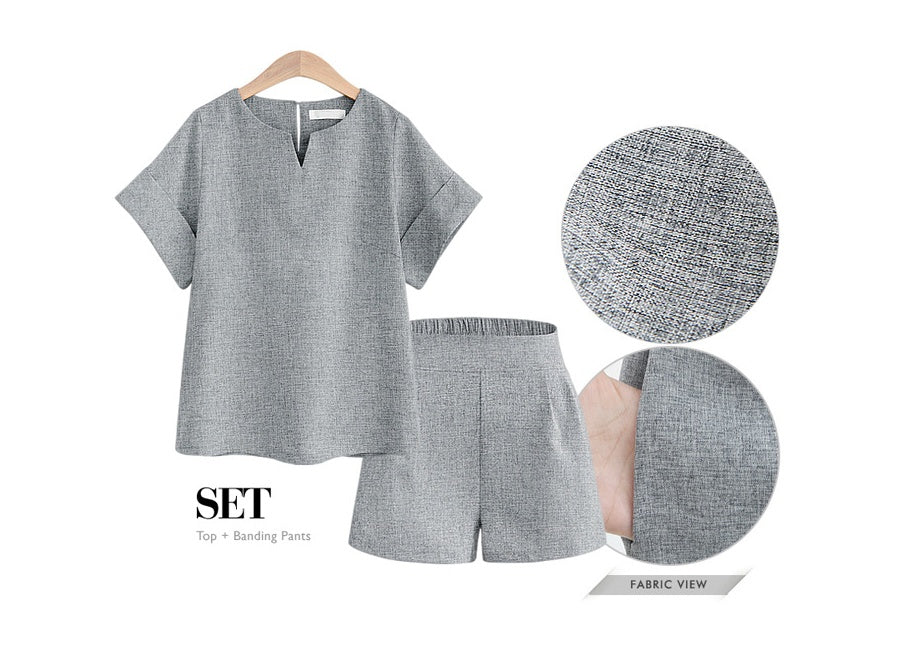 Trytree Women's Plus-Size Summer Short-Sleeve Suit Set – Office Casual Two-Piece