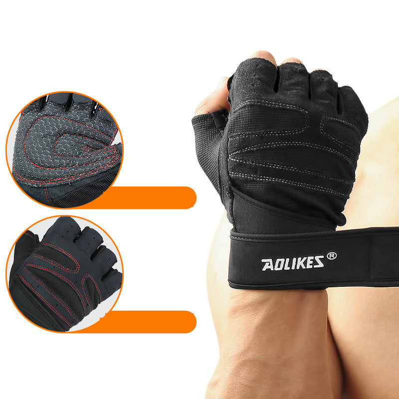 Workout Gloves with Wrist Wrap – Breathable Non-Slip Fitness Gloves