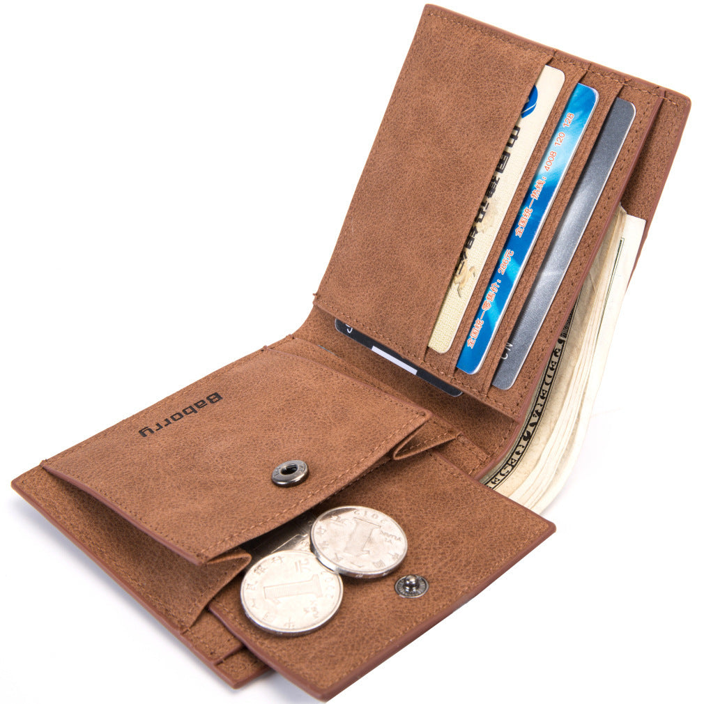 Men's Fashion RFID Wallet with Coin Pouch – Small Mini Zipper Wallet