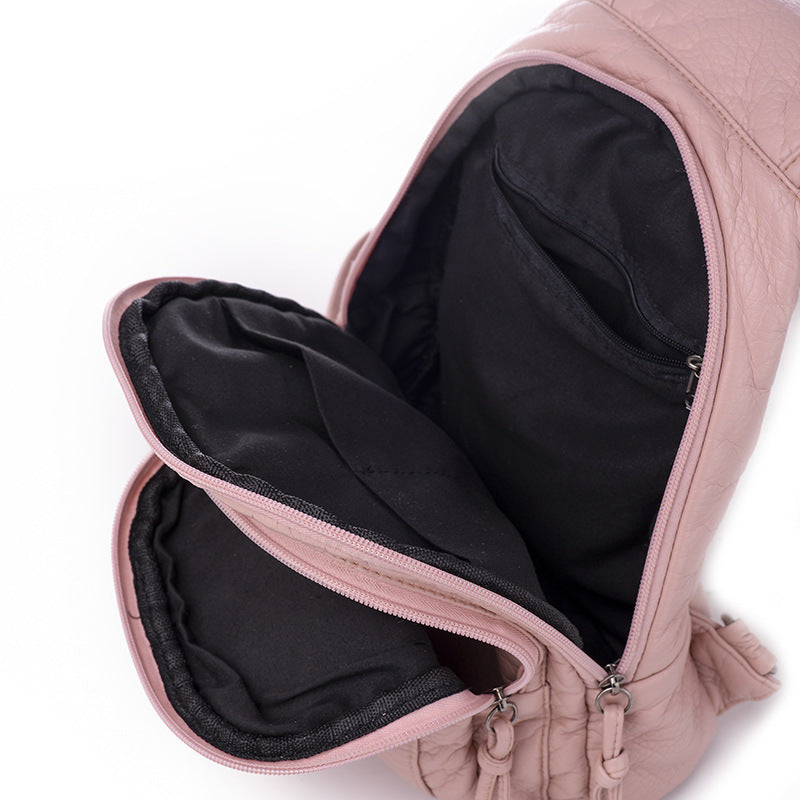 Women's Embroidered Orchid Canvas Backpack Floral Pattern