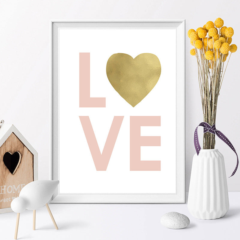 Pink Cartoon Wall Art – Children’s Room & Bedroom Decorative Canvas Painting