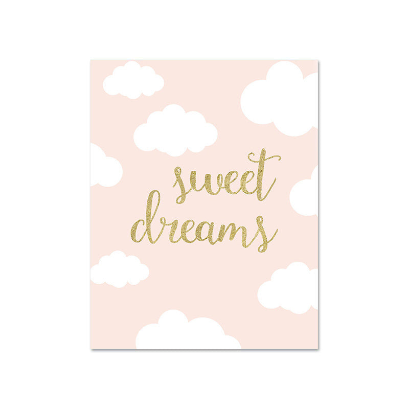 Pink Cartoon Wall Art – Children’s Room & Bedroom Decorative Canvas Painting