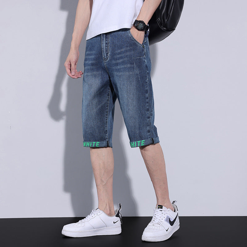 Men’s Cropped Loose Beach Pants – Straight Middle-Length Casual Trousers