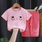 Boys And Girls Short Sleeves Medium Pants Casual Two-Piece Set