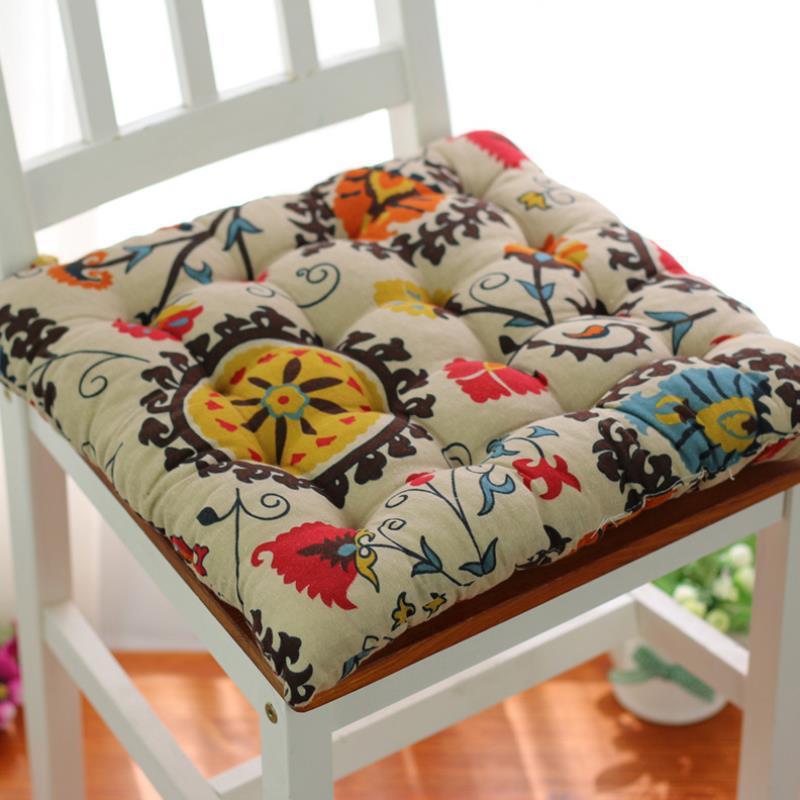 Nordic Style Thickened Cotton-Linen National Pattern Chair Cushion