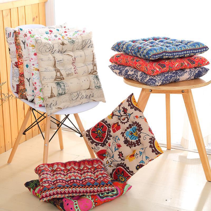 Nordic Style Thickened Cotton-Linen National Pattern Chair Cushion