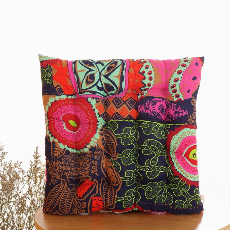 Nordic Style Thickened Cotton-Linen National Pattern Chair Cushion