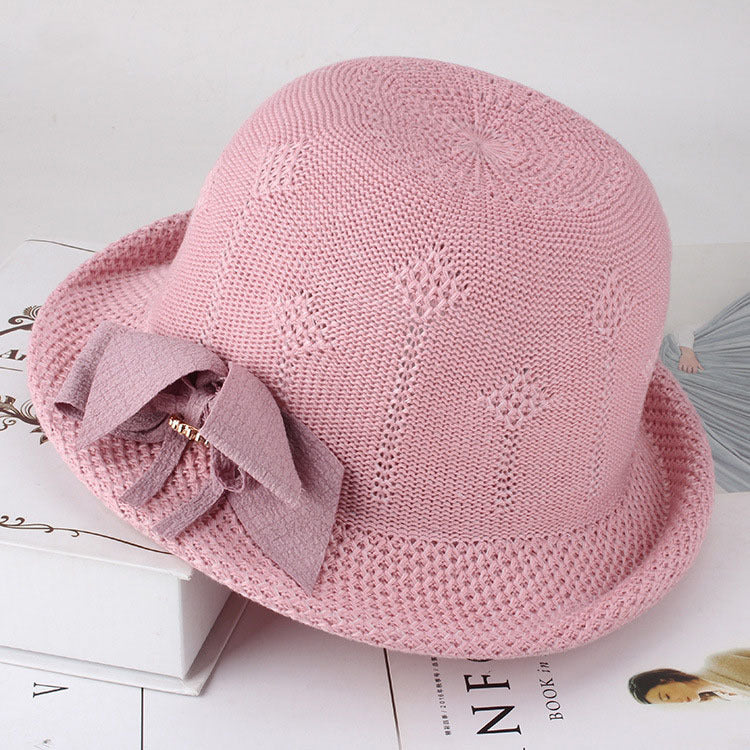 Korean Fashion Knitted Flower Dome Sun Hat for Women