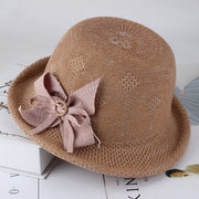 Korean Fashion Knitted Flower Dome Sun Hat for Women
