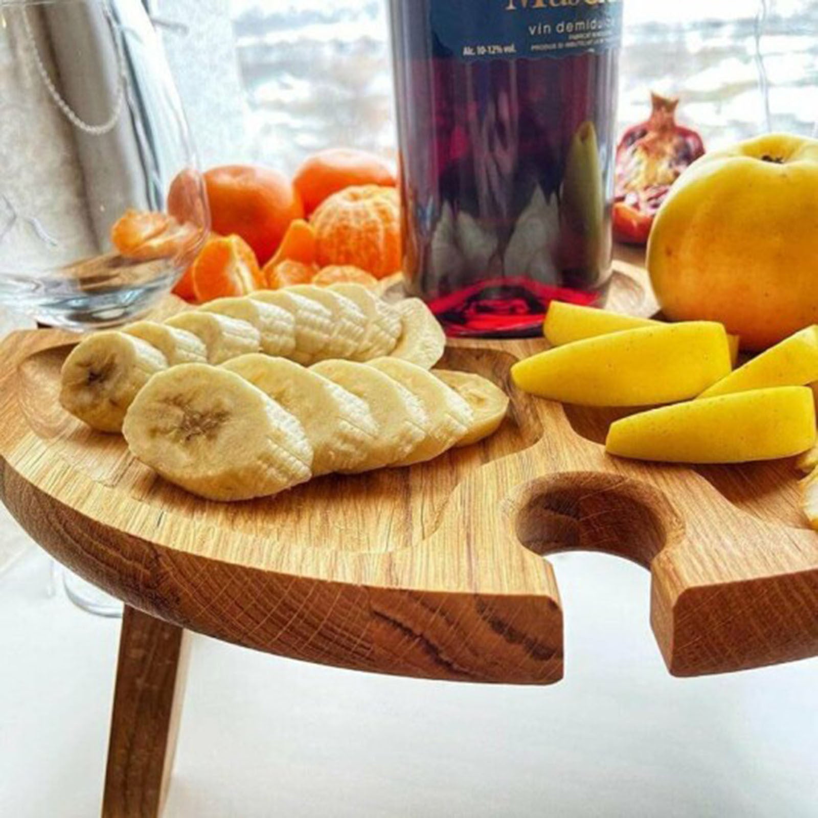 Wooden Outdoor Folding Picnic-table With Glass Holder 2 In 1 Wine Glass Rack Outdoor Wine Table Wooden Table Easy To Carry Wine