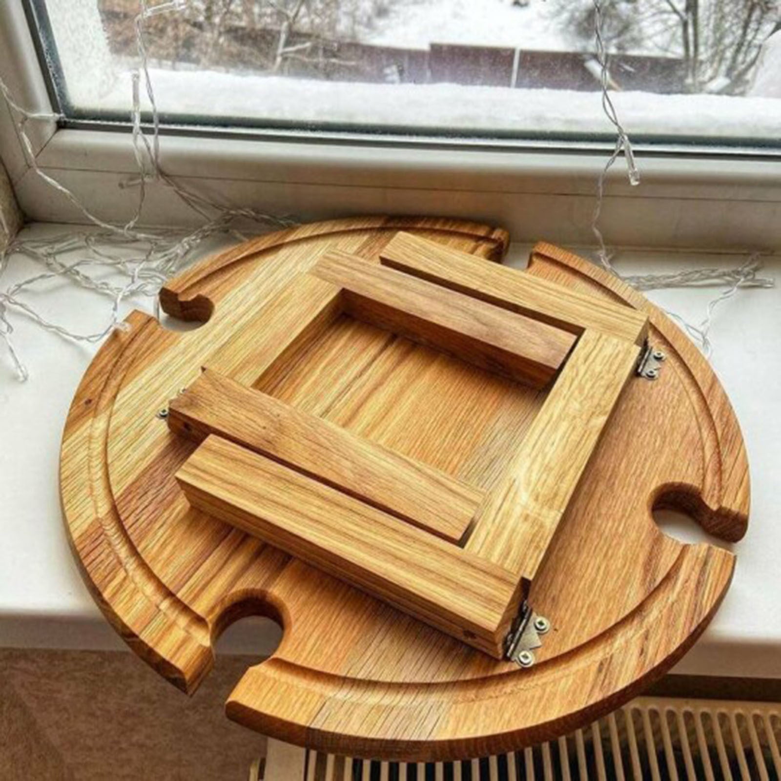 Wooden Outdoor Folding Picnic-table With Glass Holder 2 In 1 Wine Glass Rack Outdoor Wine Table Wooden Table Easy To Carry Wine