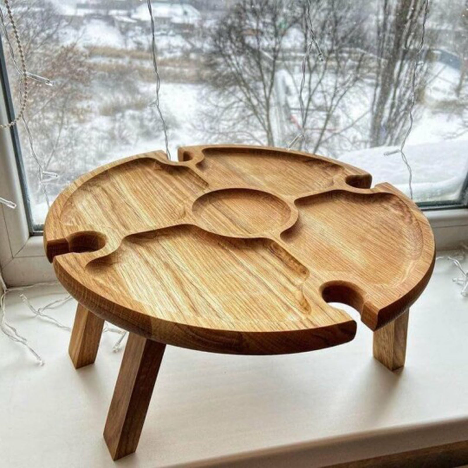 Wooden Outdoor Folding Picnic-table With Glass Holder 2 In 1 Wine Glass Rack Outdoor Wine Table Wooden Table Easy To Carry Wine
