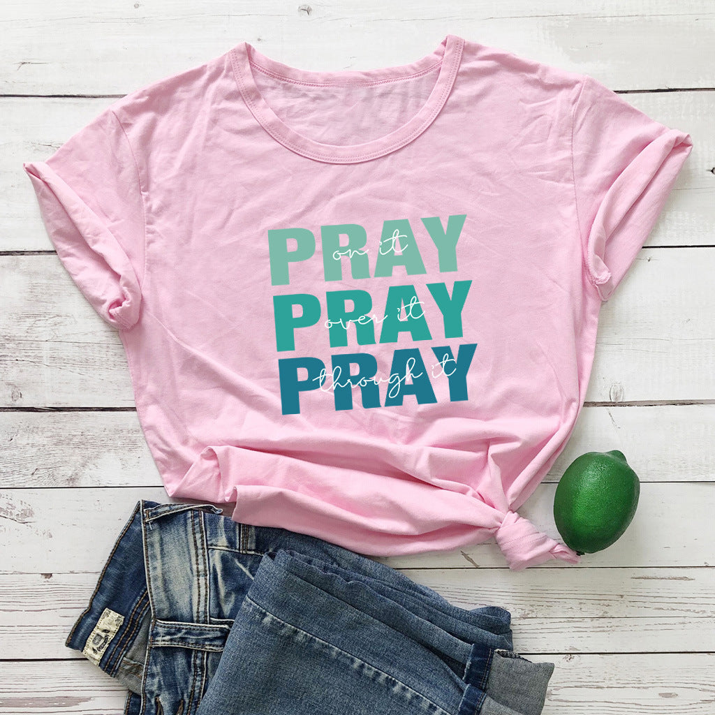 Color Letter T-Shirt European And American New Street Fashion Short-Sleeved Tops For Men And Women