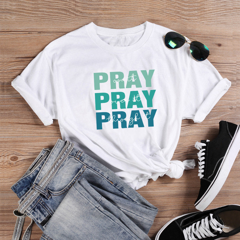 Color Letter T-Shirt European And American New Street Fashion Short-Sleeved Tops For Men And Women