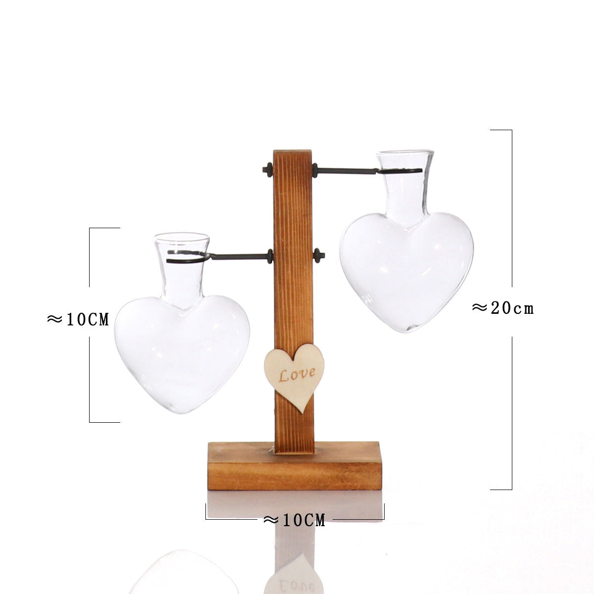 Creative Love Love Hydroponic Glass Vase Wooden Living Room Flower Arrangement Ornament Set Plant