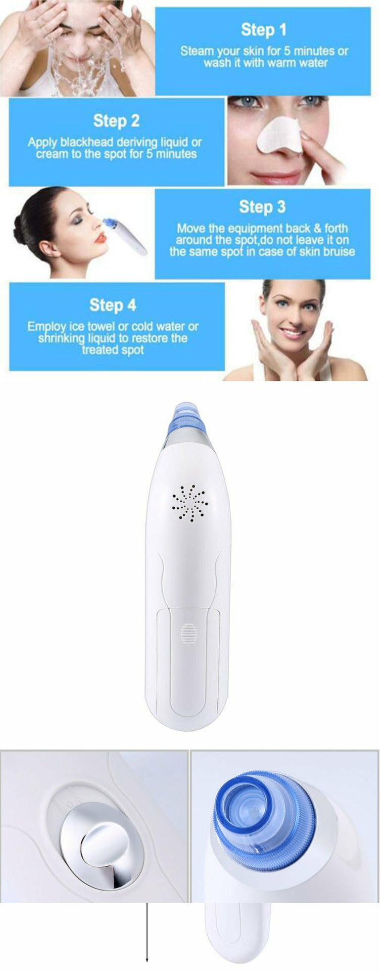 Ultrasonic Vibration Blackhead Suction Cleaner – Deep Pore Facial Cleanser