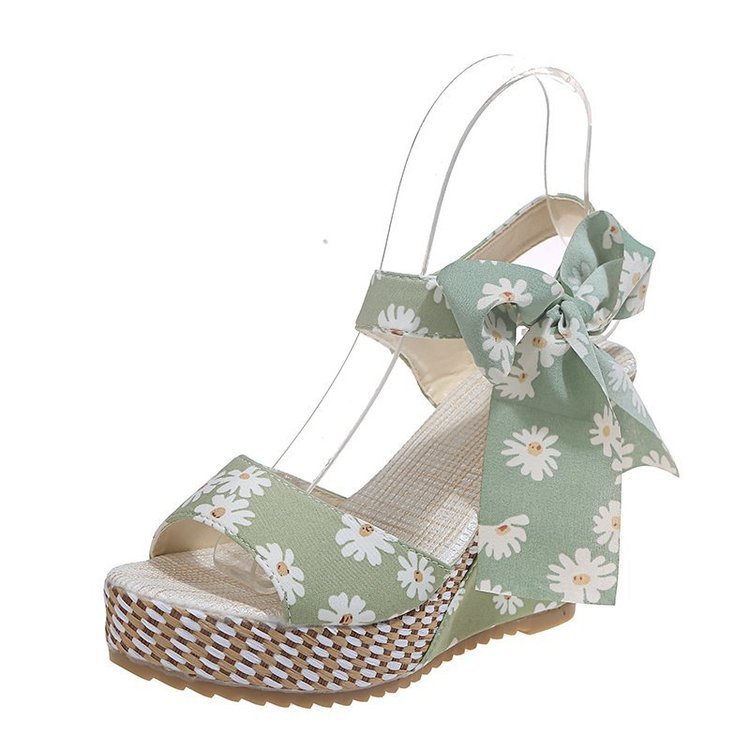 New Bohemian Wedge Fish Mouth Strap High-Heeled Sandals