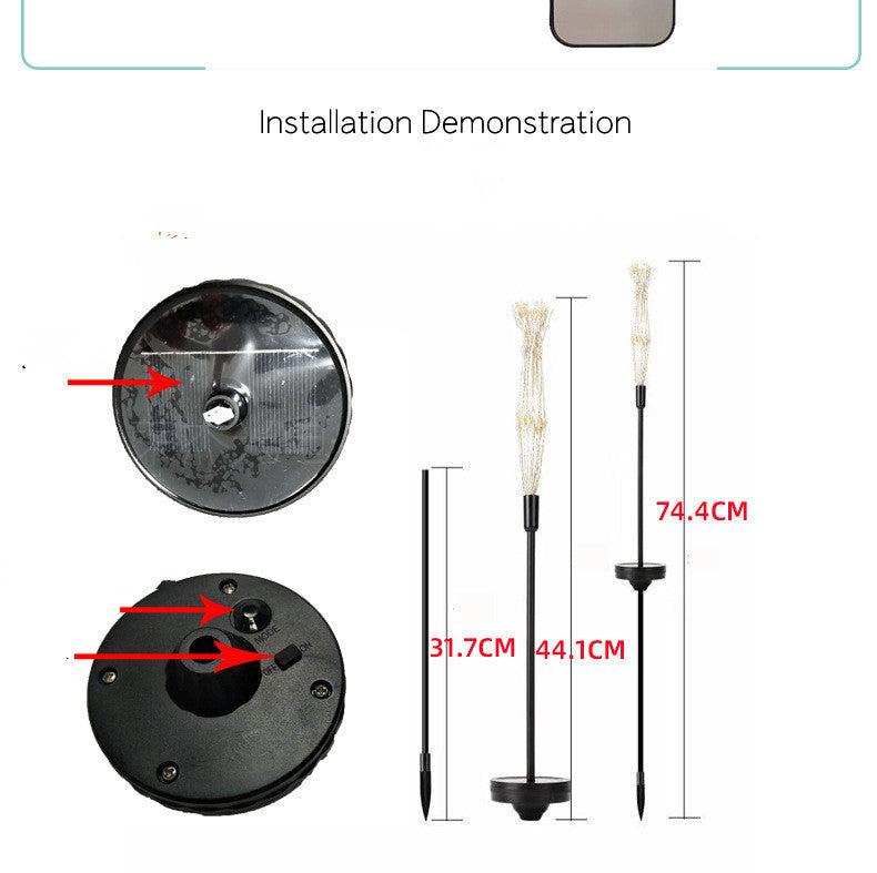 Solar Firework Lights Ground Inserted LED Starry Sky Christmas Lawn Decoration