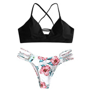 Floral Backless Sexy Women’s Padded Bikini – Lightweight Polyester Swimwear