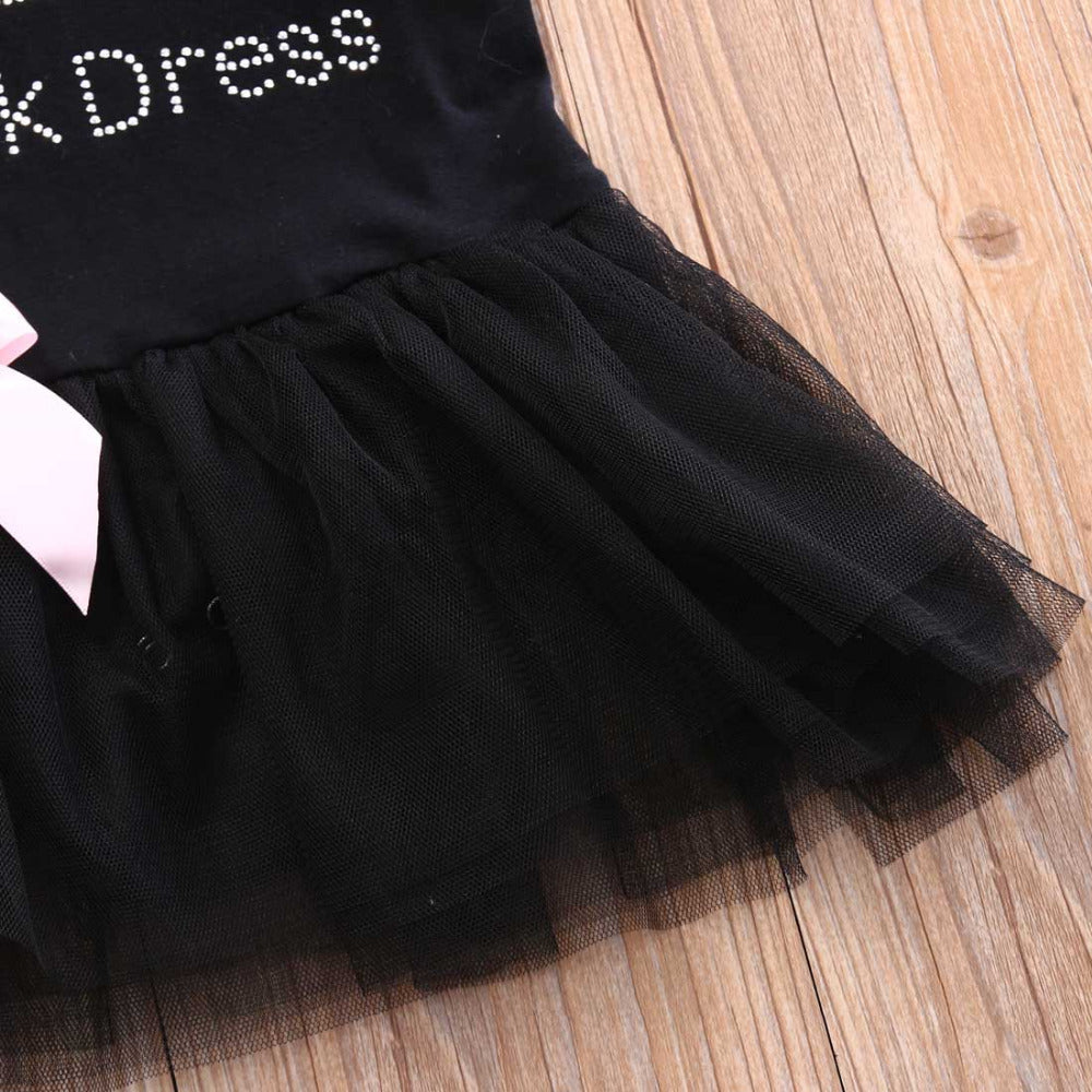 Toddler Girls Clothing Outfit Little Black Dress  Short Sleeve Princess Onesie With A Bow 6-24 Months