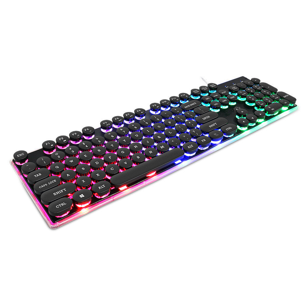 Typewriter-Style RGB Gaming Keyboard – Floating Round Keycaps, Mechanical-Feel, USB Wired