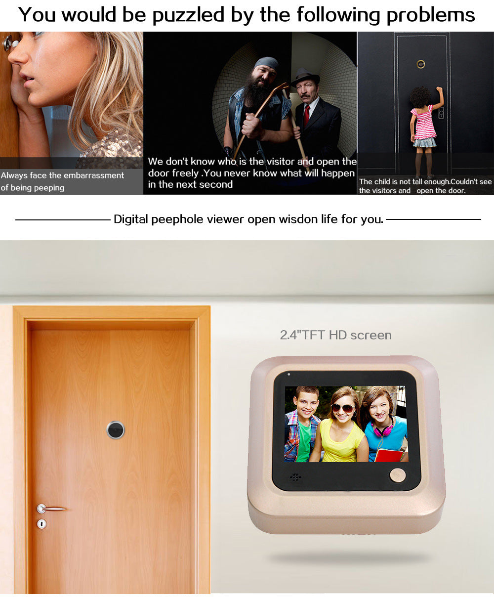 Smart Video Doorbell Peephole – Anti-Theft Electronic Wired Camera
