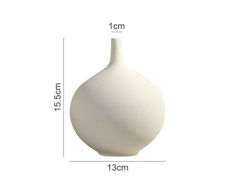 Nordic White Porcelain Flower Vase Artwork Home Decoration Furnishings Round Ceramic Vase Flower Arrangement Decoration Ornament