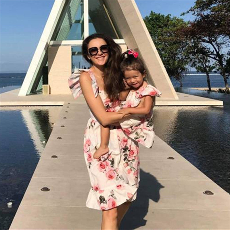 Parent-child Ruffled Sleeveless Dress