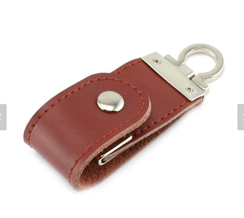 Leather & Metal USB Flash Drive – Custom Logo, USB 3.0 (4–128GB)