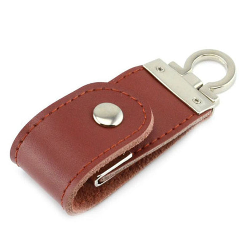 Leather & Metal USB Flash Drive – Custom Logo, USB 3.0 (4–128GB)